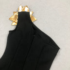 Flowering Girl Women Eunice Gold 3D Flower Cut Out Black Maxi Dress