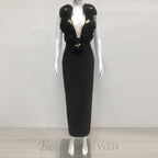 Flowering Girl Women ruffled top with gold accents maxi dress