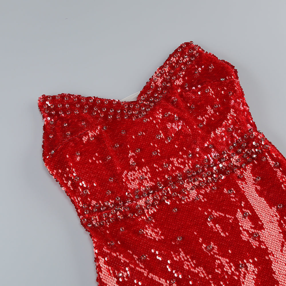 Flowering Girl Women Caitlin off-shoulder sequin midi dress in red