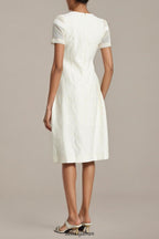 hermosa 3d floral embroidered hollow midi dress in apricot