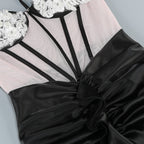 Flowering Girl Women Beulah Black Satin Corset Sequin Wing Cup Dress