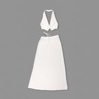 Flowering Girl Women silk crop top maxi skirts 2 pieces sets in white