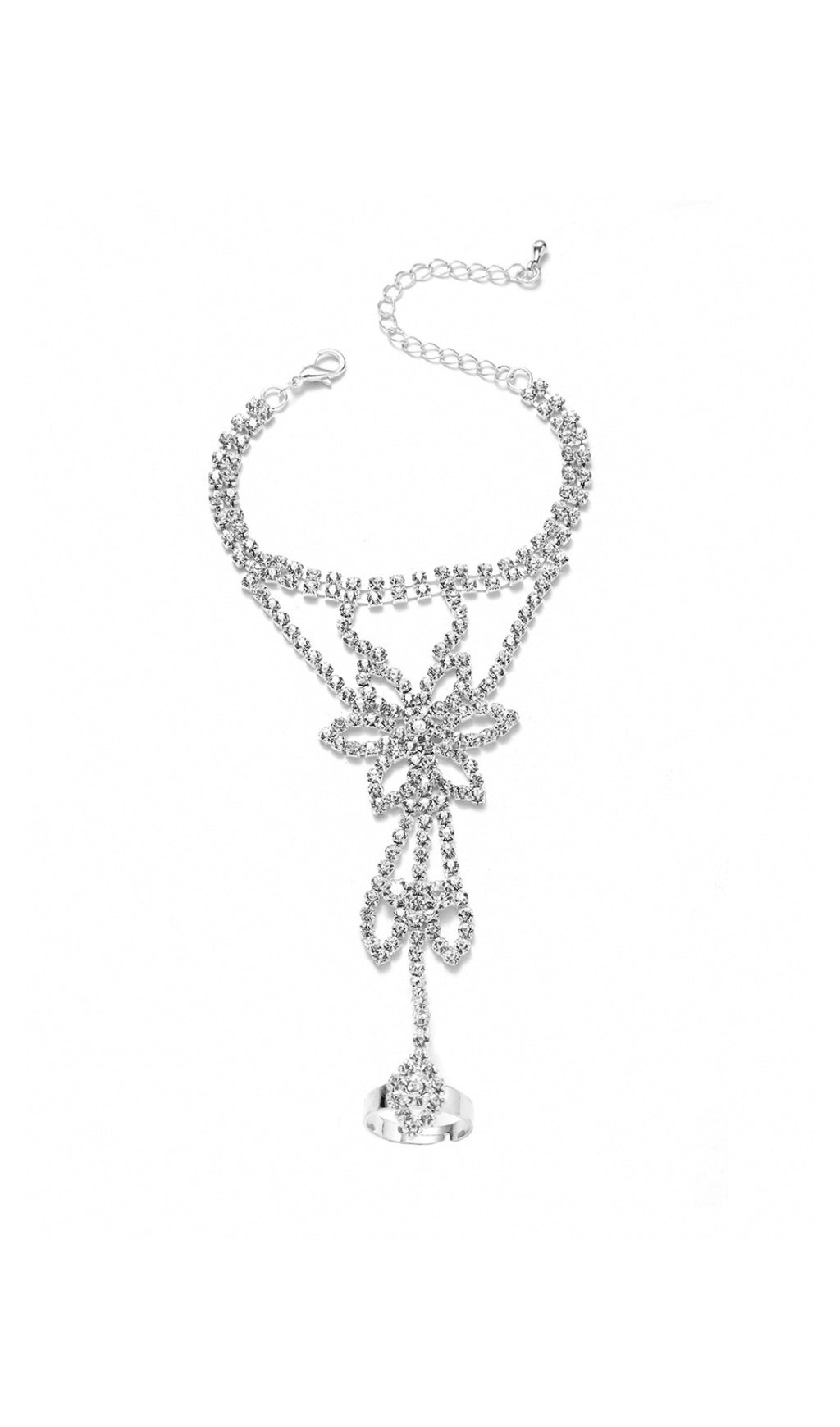 Flowering Girl Women Duchess Rhinestone Interfinger Bracelet