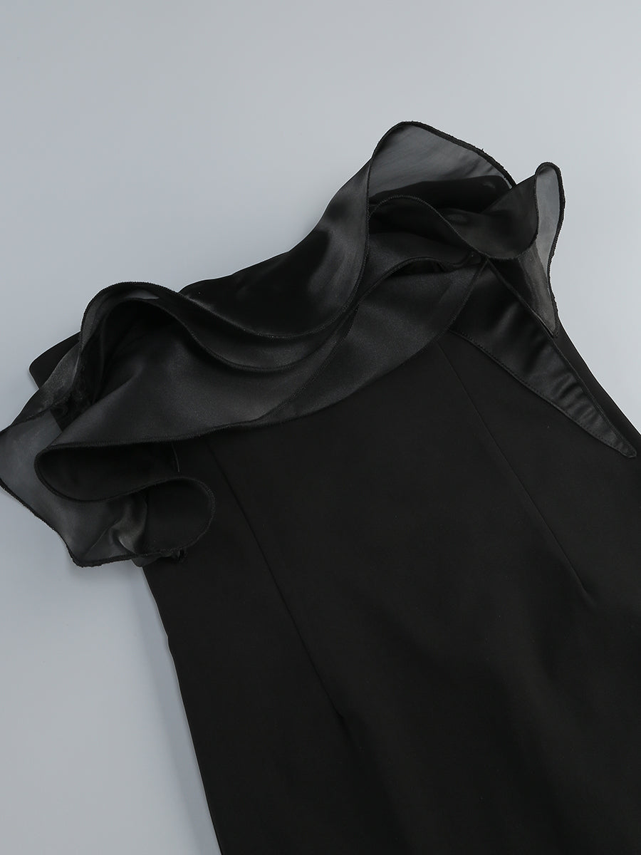 Flowering Girl Women off-shoulder ruffle trim maxi dress in black