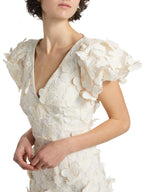 Flowering Girl Women Butterfly Appliqué Mini dress in cream