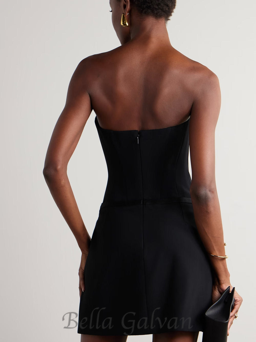 Flowering Girl Women embellished strapless cady mini dress in black