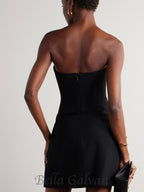 Flowering Girl Women embellished strapless cady mini dress in black