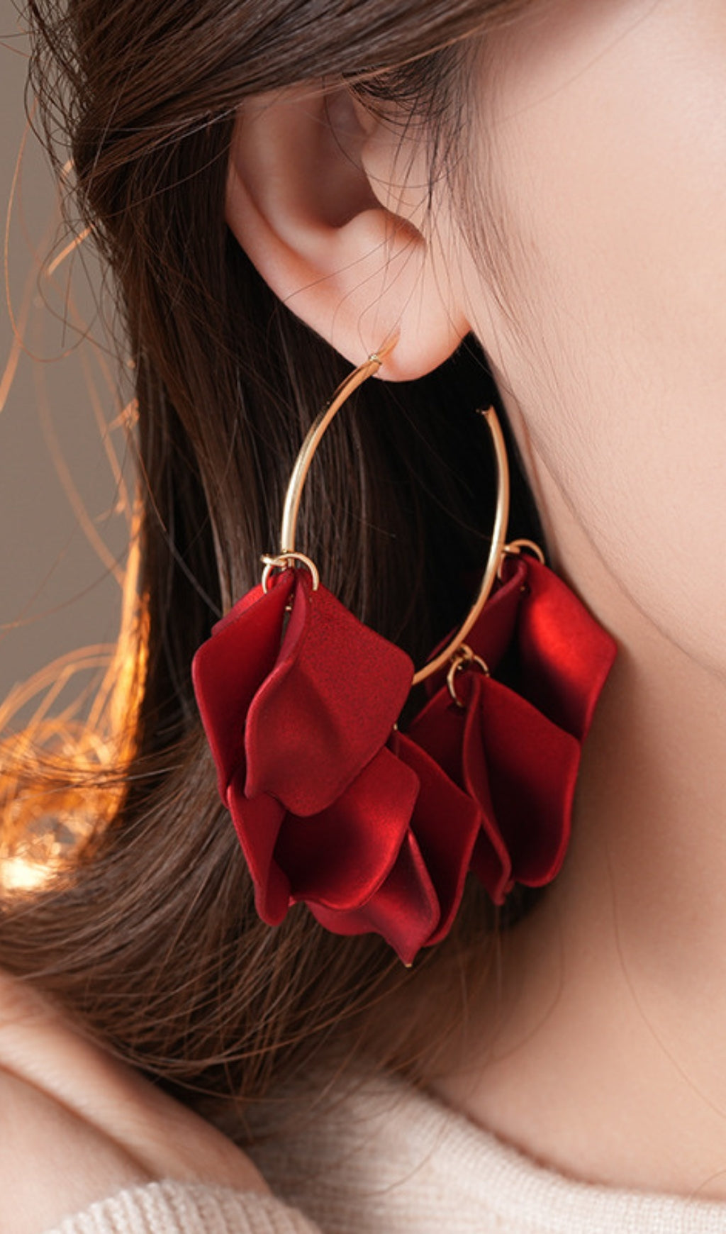 Flowering Girl Women Dina Red Petal Earrings