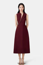 Flowering Girl Women asymmetric collar blazer midi dress in red