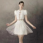 Henrietta Ivory Sequin Mini Dress With Mesh Panels
