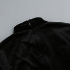Flowering Girl Women agnes Mock Long Sleeve Pearl Velvet Mini Dress in black