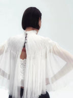 White Lace Cami Top + Sheer Chiffon Capelet Set