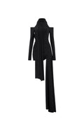 black Off-shoulder bodycon Mini Dress with Cape