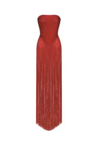 Flowering Girl Women helen Bodysuit Fringe Strapless mini Dress in red