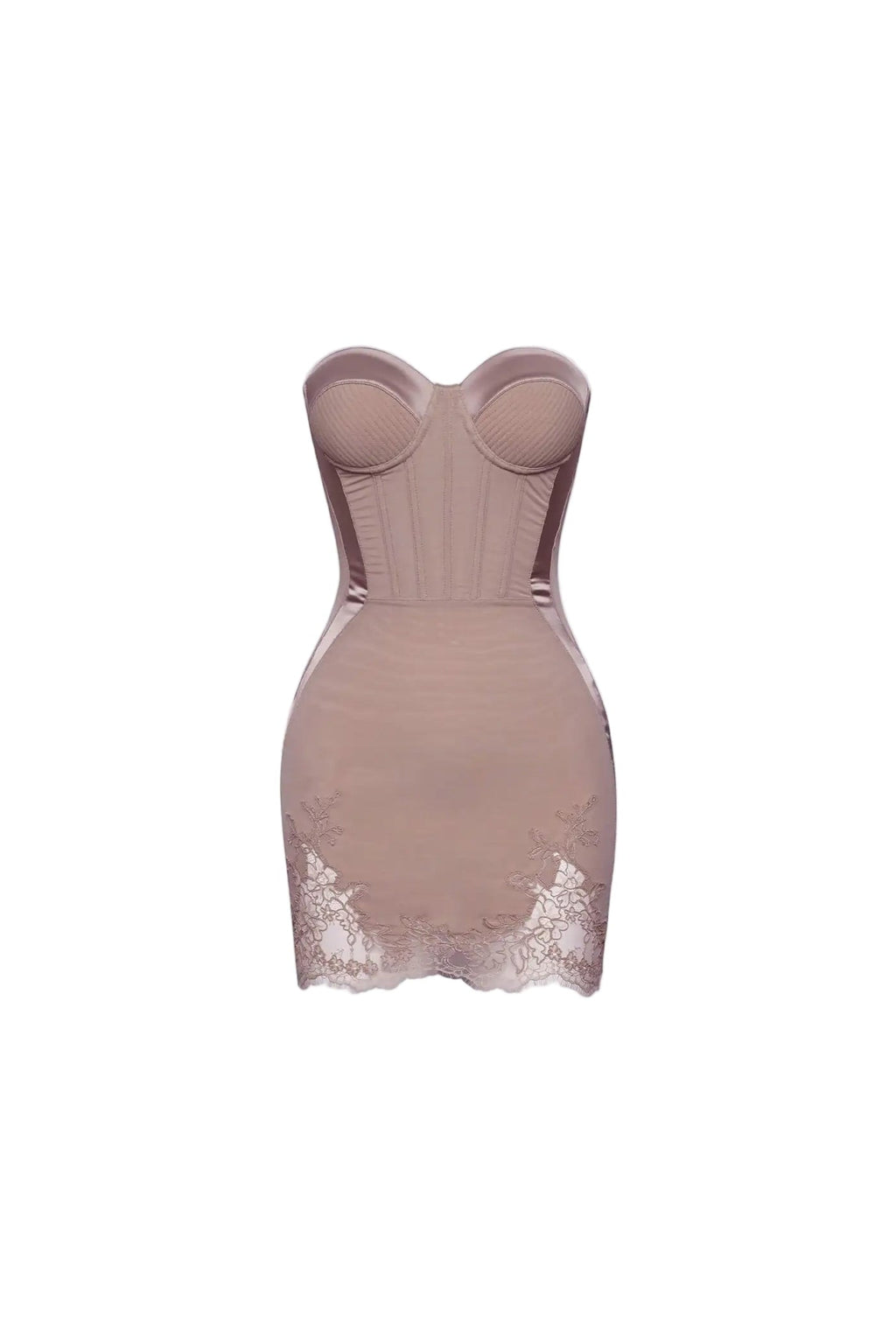 Sherry Nude Cord Lace Bustier Mini Dress