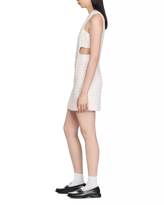 Flowering Girl Women Sleeveless Cutout Pinafore mini Dress in light pink