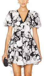 Flowering Girl Women CHAYAN FLOWER EMBROIDERY MINI DRESS