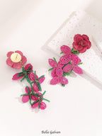 Flowering Girl Women Cybele Rose Red Flower Earrings