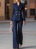 Elegant Navy Pinstripe Double-Breasted Suit Set