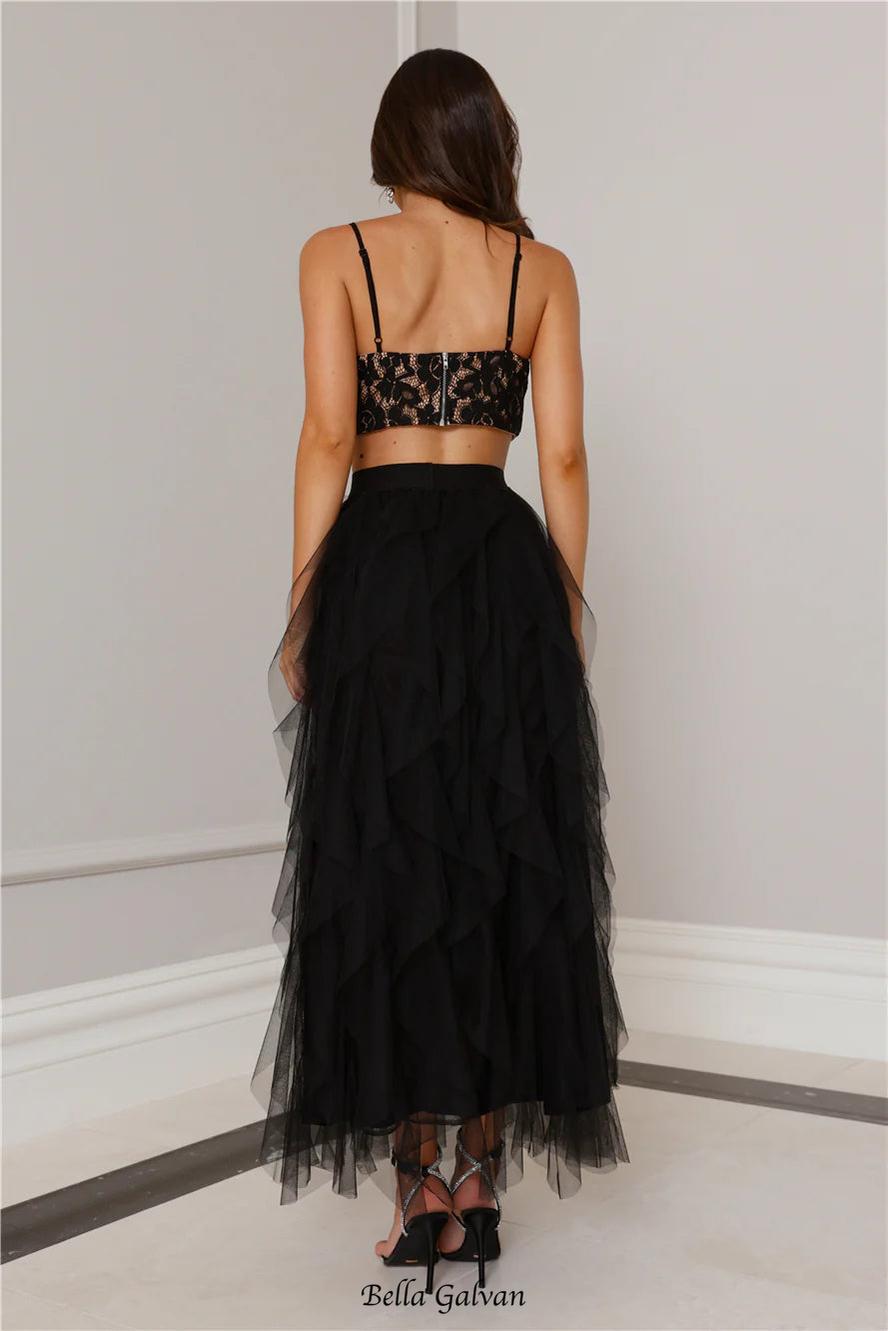 Flowering Girl Women Lace Tulle Set in Black