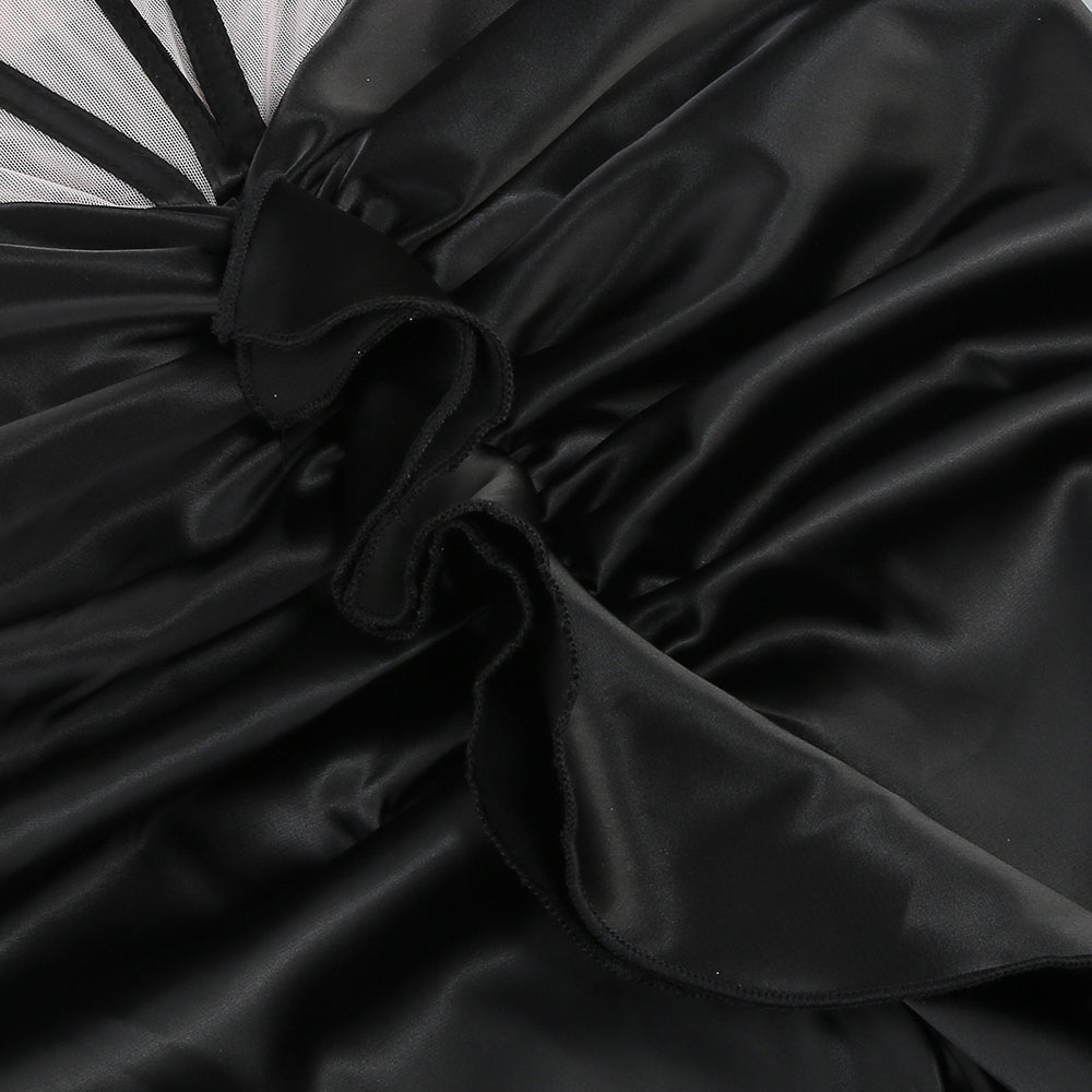 Flowering Girl Women Beulah Black Satin Corset Sequin Wing Cup Dress