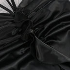 Flowering Girl Women Beulah Black Satin Corset Sequin Wing Cup Dress