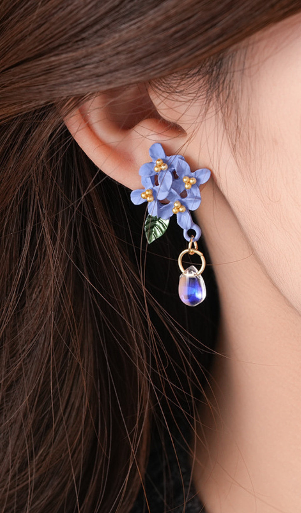 Flowering Girl Women Dulcinea Blue Flower Earrings