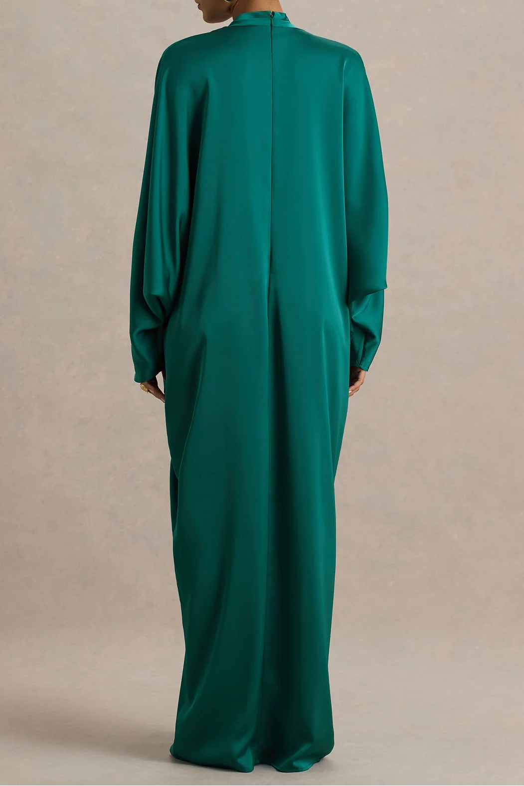 Satin Batwing Sleeve Maxi Kaftan Dress