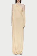 Flowering Girl Women Xaviera One-Shoulder Pleated Backless Maxi Dress In Yellow