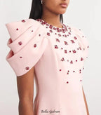 roxanne crystal-embellished crepe bodycon gown in pink