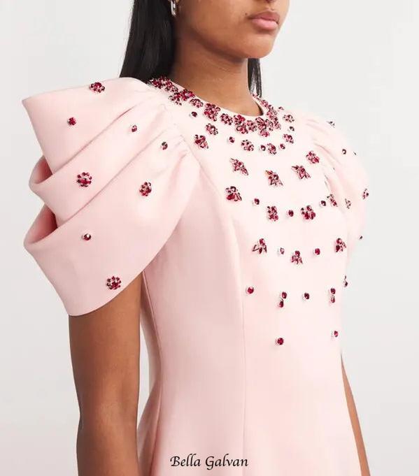 roxanne crystal-embellished crepe bodycon gown in pink