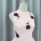 Flowering Girl Women Vivien Flower Embellished Puffy Mini Dress In Pink