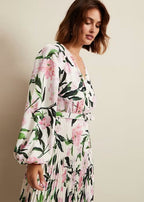 Flowering Girl Women multi-coloured penny floral pleat midi dress