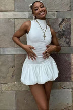 Backless Bubble Mini Dress