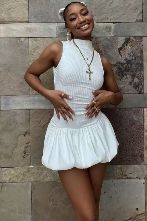 Flowering Girl Women Backless Bubble Mini Dress