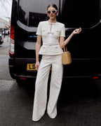 vicky Cream Sequin Knit Top