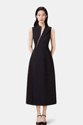 Flowering Girl Women asymmetric collar blazer midi dress in black