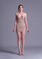 Sherry Nude Cord Lace Bustier Mini Dress