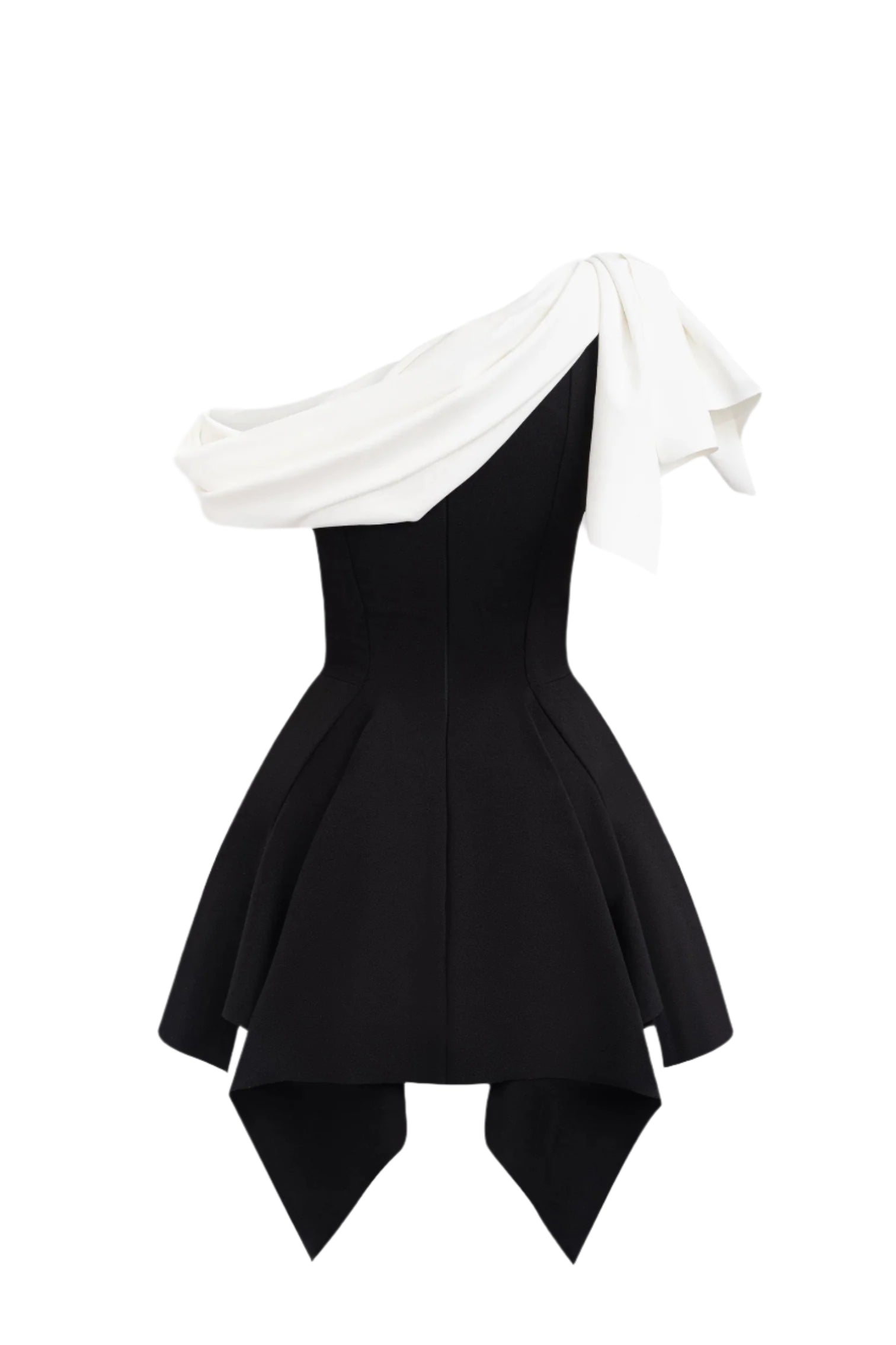 Flowering Girl Women Bow One-Shoulder Mini Dress In Black