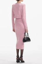 shirley pink embellished jacket & skirt matching set