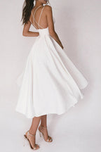 Aisle Soft White Satin Midi Dress
