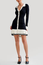 Flowering Girl Women Alexia Contrast Ruffle Bow Mini Knit Dress