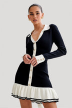 Flowering Girl Women Alexia Contrast Ruffle Bow Mini Knit Dress