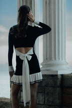 Flowering Girl Women Alexia Contrast Ruffle Bow Mini Knit Dress