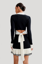 Flowering Girl Women Alexia Contrast Ruffle Bow Mini Knit Dress
