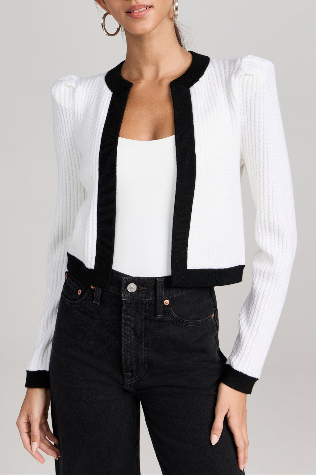 Flowering Girl Women Trina Cable Structured Cropped Cardigan
