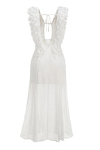 charlotte Pleat Ruffle Maxi Dress in white