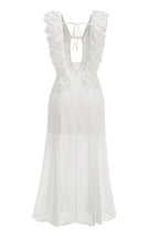 Charlotte Pleat Ruffle Maxi Dress In White