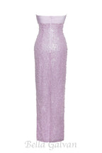 Flowering Girl Women PINK SATIN SEQUIN PEARLS BEADED MAXI DRESS