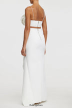 Irregular ruffle fishtail skirt in ivory